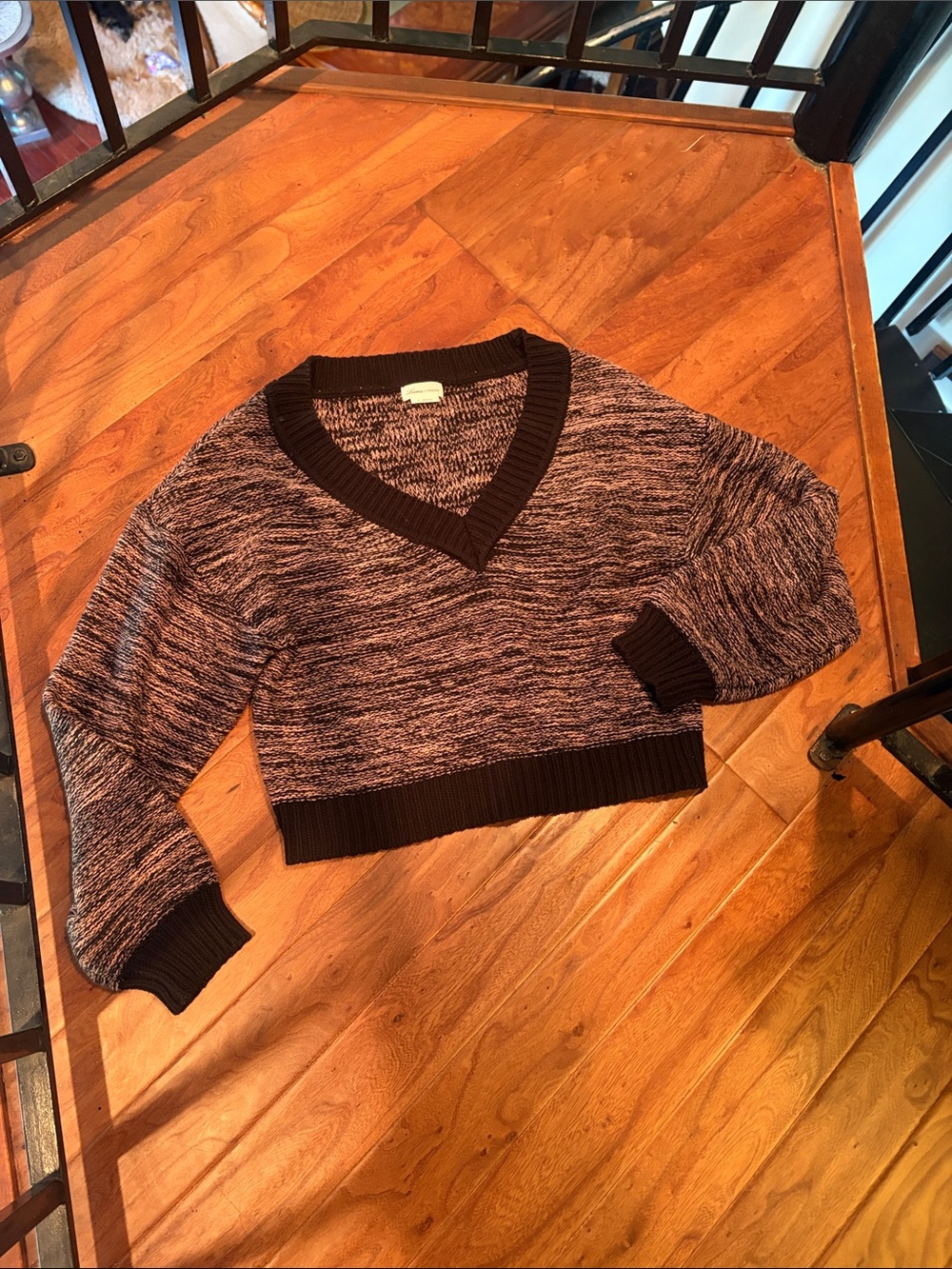 Lovers + Friends Freya Multicolor V-neck Balloon Sleeve Crop Sweater Size Medium